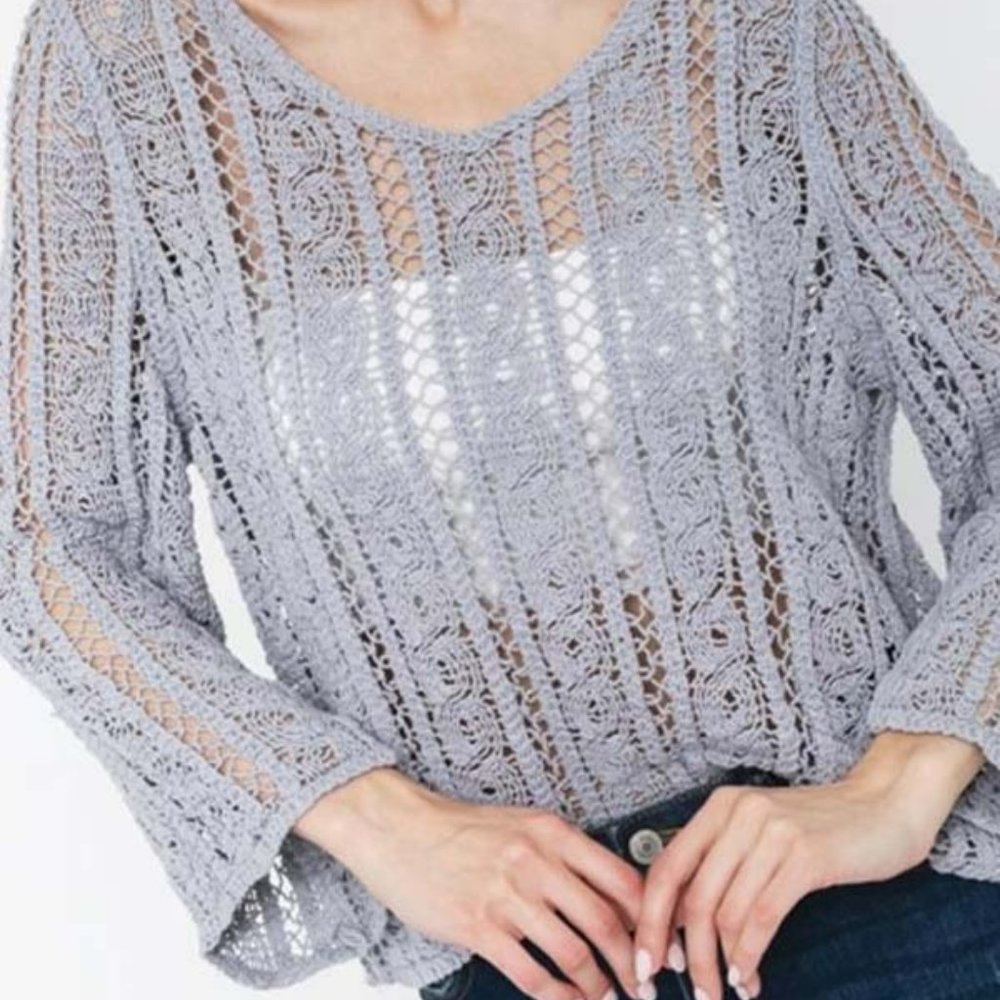 Adora Blue Criss Cross Back Sweater O/S